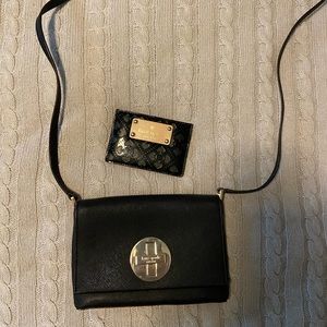 Black Kate Spade cross body clutch